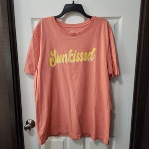 Glitzy Girlz Coral And Yellow Sunkissed Short Sleeve Tshirt Sz XL